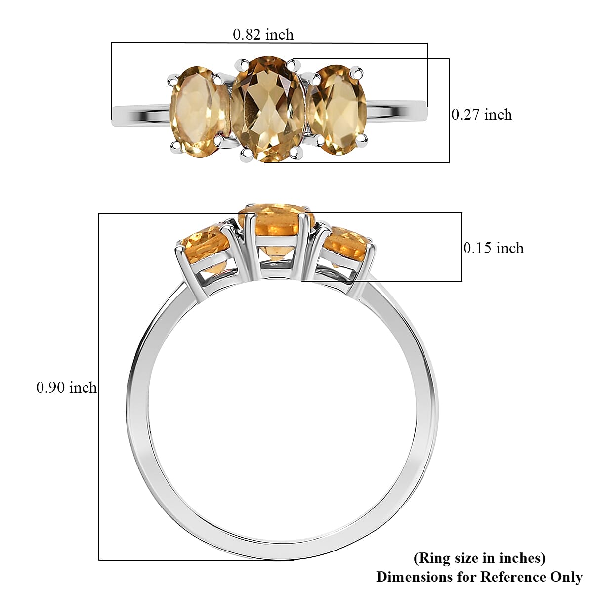 D'Joy Brazilian Citrine 1.60 ctw Ring in Rhodium Over Sterling Silver (Size 7.0)  image number 5