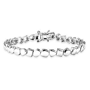 D'Joy Pebble Link Bracelet in Rhodium Over Sterling Silver (7.25 In) 11.75 Grams
