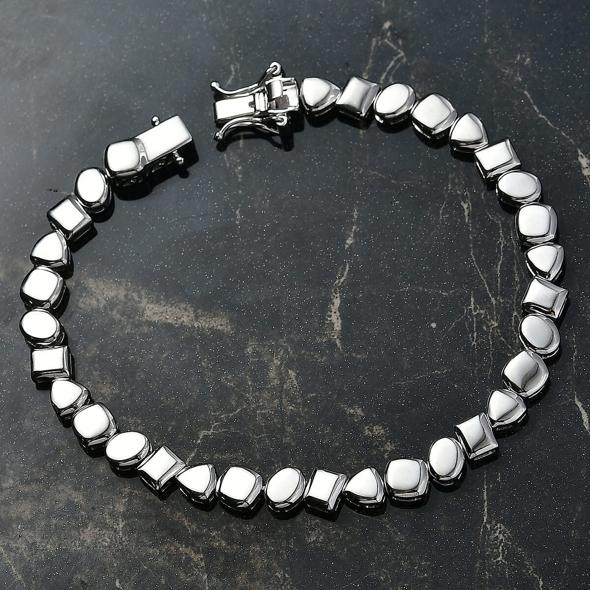 D'Joy Pebble Link Bracelet in Rhodium Over Sterling Silver (7.25 In) 11.75 Grams image number 1
