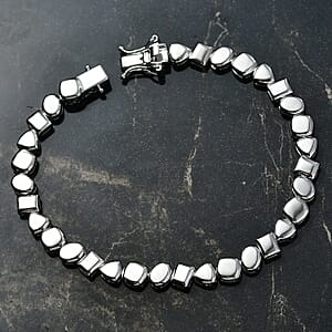 D'Joy Pebble Link Bracelet in Rhodium Over Sterling Silver (7.25 In) 11.75 Grams