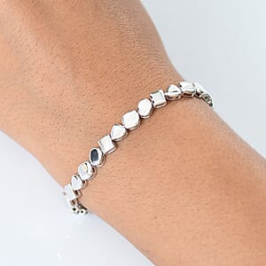 D'Joy Pebble Link Bracelet in Rhodium Over Sterling Silver (7.25 In) 11.75 Grams