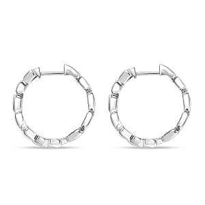 D'Joy Pebble Hoop Earrings in Rhodium Over Sterling Silver 8.35 Grams
