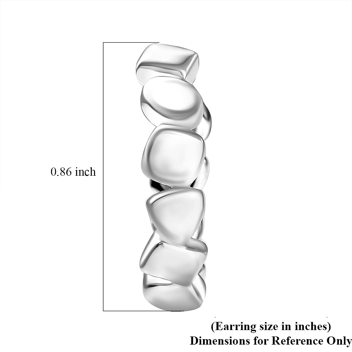 D'Joy Pebble Hoop Earrings in Rhodium Over Sterling Silver 8.35 Grams image number 3