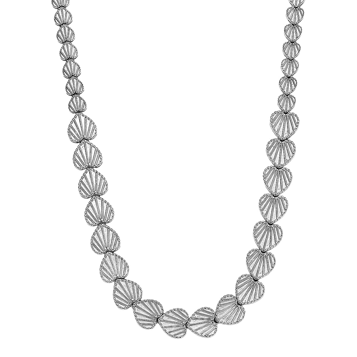 D'Joy Heart Link Necklace in Rhodium Over Sterling Silver 35.55 Grams 18 Inches image number 0