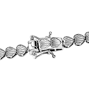 D'Joy Heart Link Necklace in Rhodium Over Sterling Silver 35.55 Grams 18 Inches