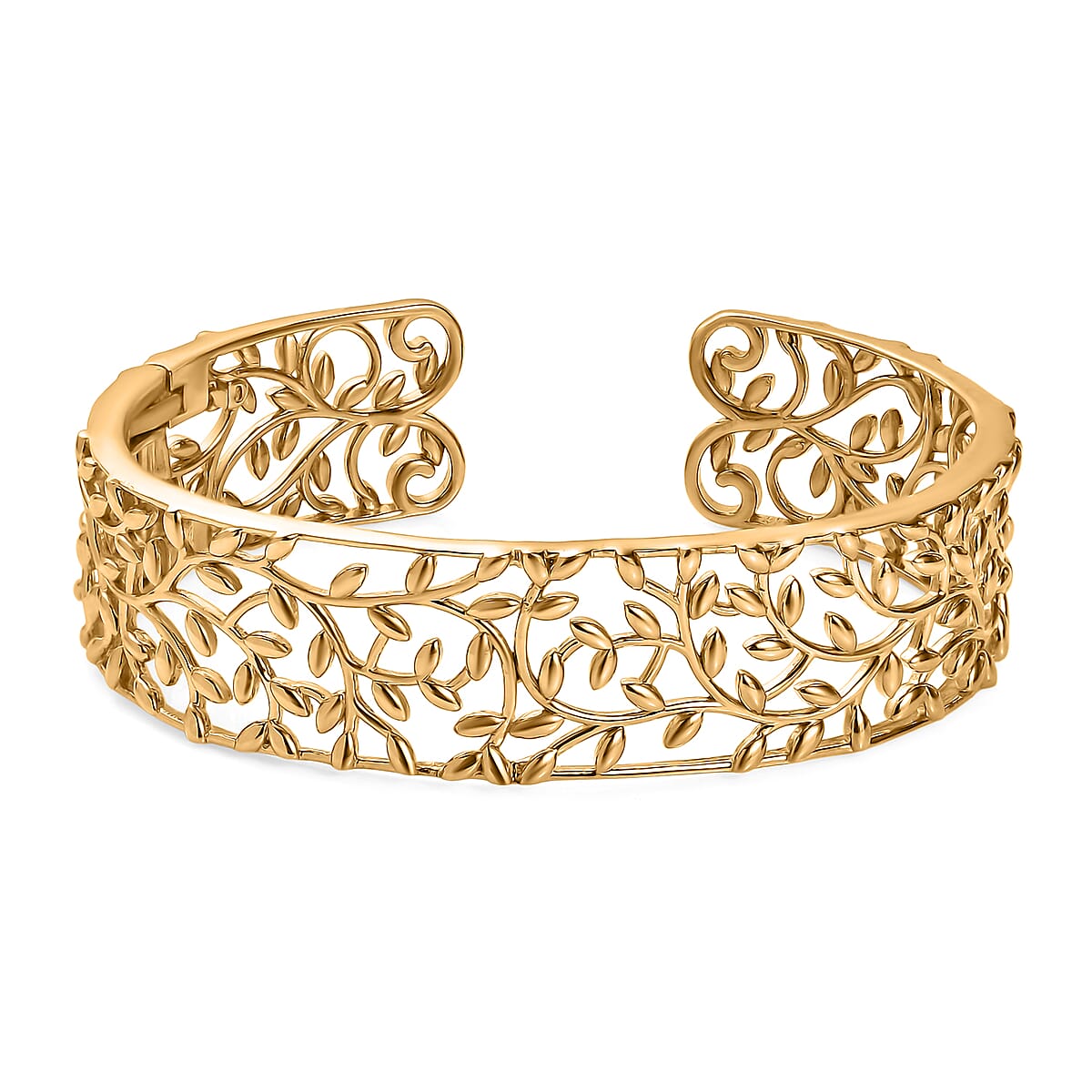 D'Joy Vine and Leaf Cuff Bracelet in 18K Vermeil Yellow Gold Over Sterling Silver (7.25 In) 34.50 Grams  image number 0