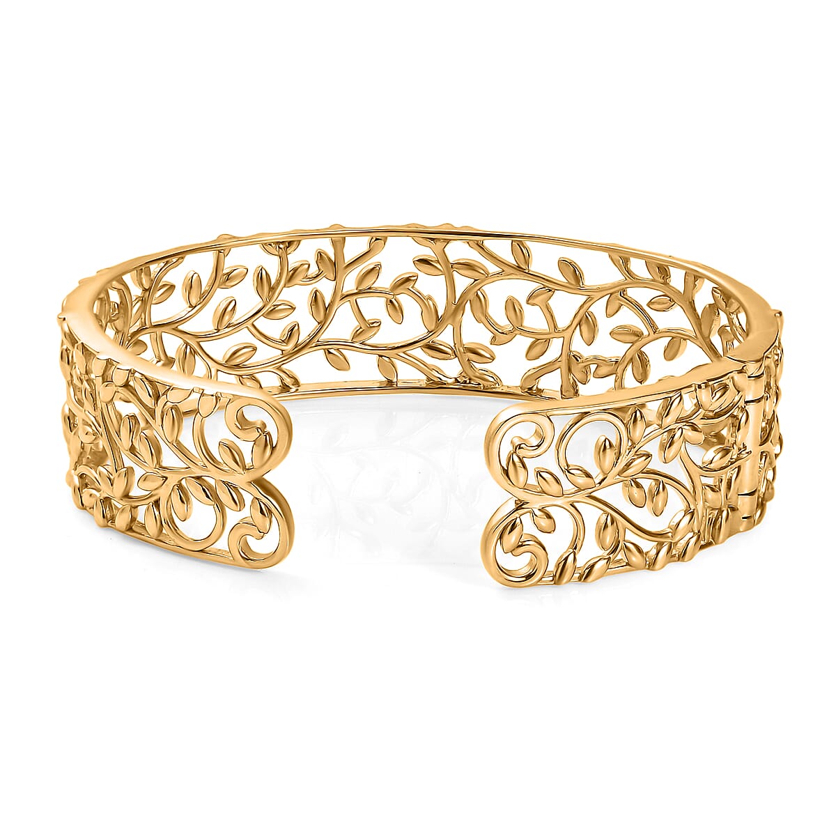 D'Joy Vine and Leaf Cuff Bracelet in 18K Vermeil Yellow Gold Over Sterling Silver (7.25 In) 34.50 Grams  image number 4