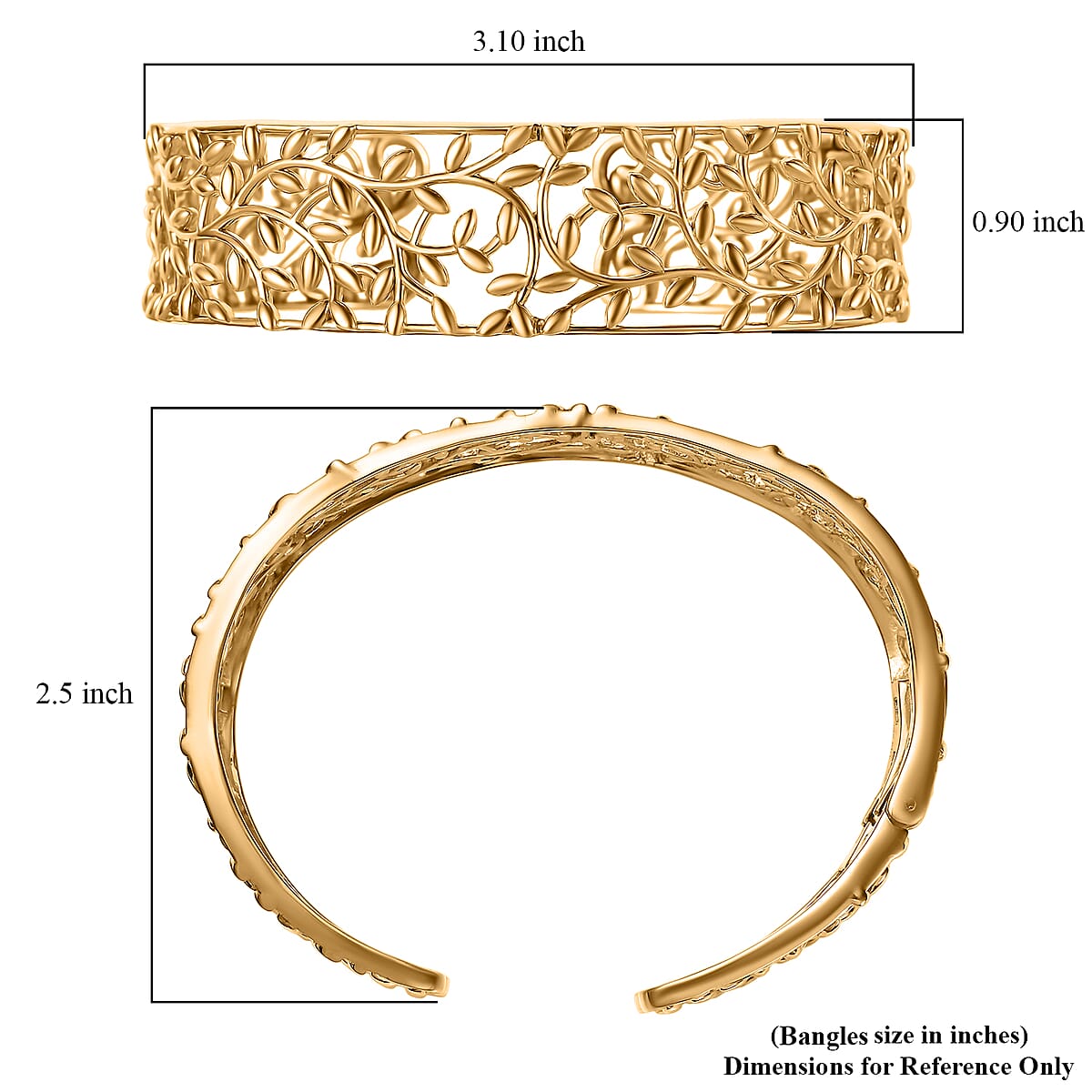 D'Joy Vine and Leaf Cuff Bracelet in 18K Vermeil Yellow Gold Over Sterling Silver (7.25 In) 34.50 Grams  image number 5