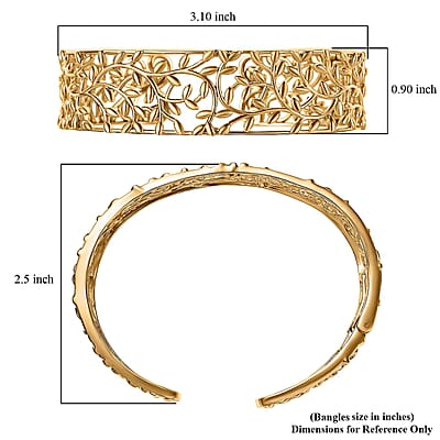 D'Joy Vine and Leaf Cuff Bracelet in 18K Vermeil Yellow Gold Over Sterling Silver (7.25 In) 34.50 Grams