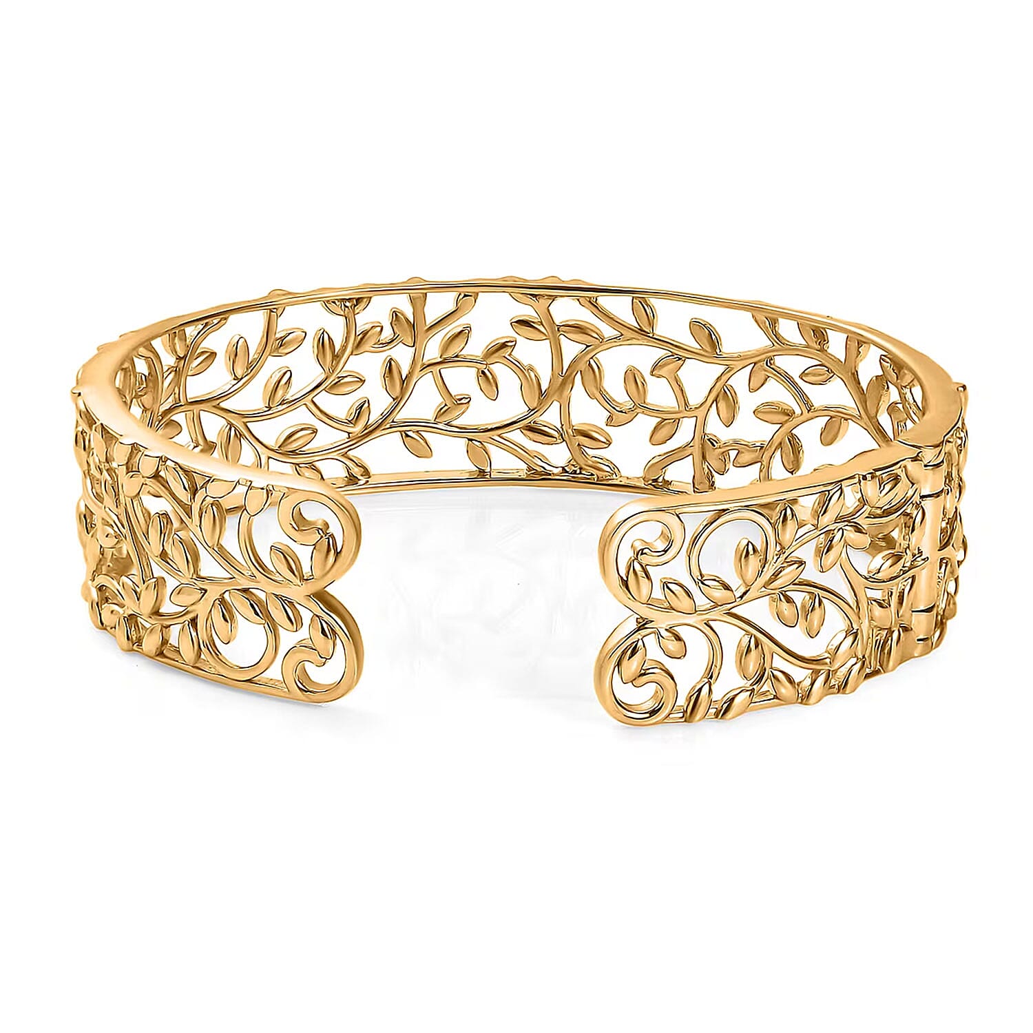 D'Joy Vine and Leaf Cuff Bracelet in 18K Vermeil Yellow Gold Over Sterling Silver (7.25 In) 34.50 Grams