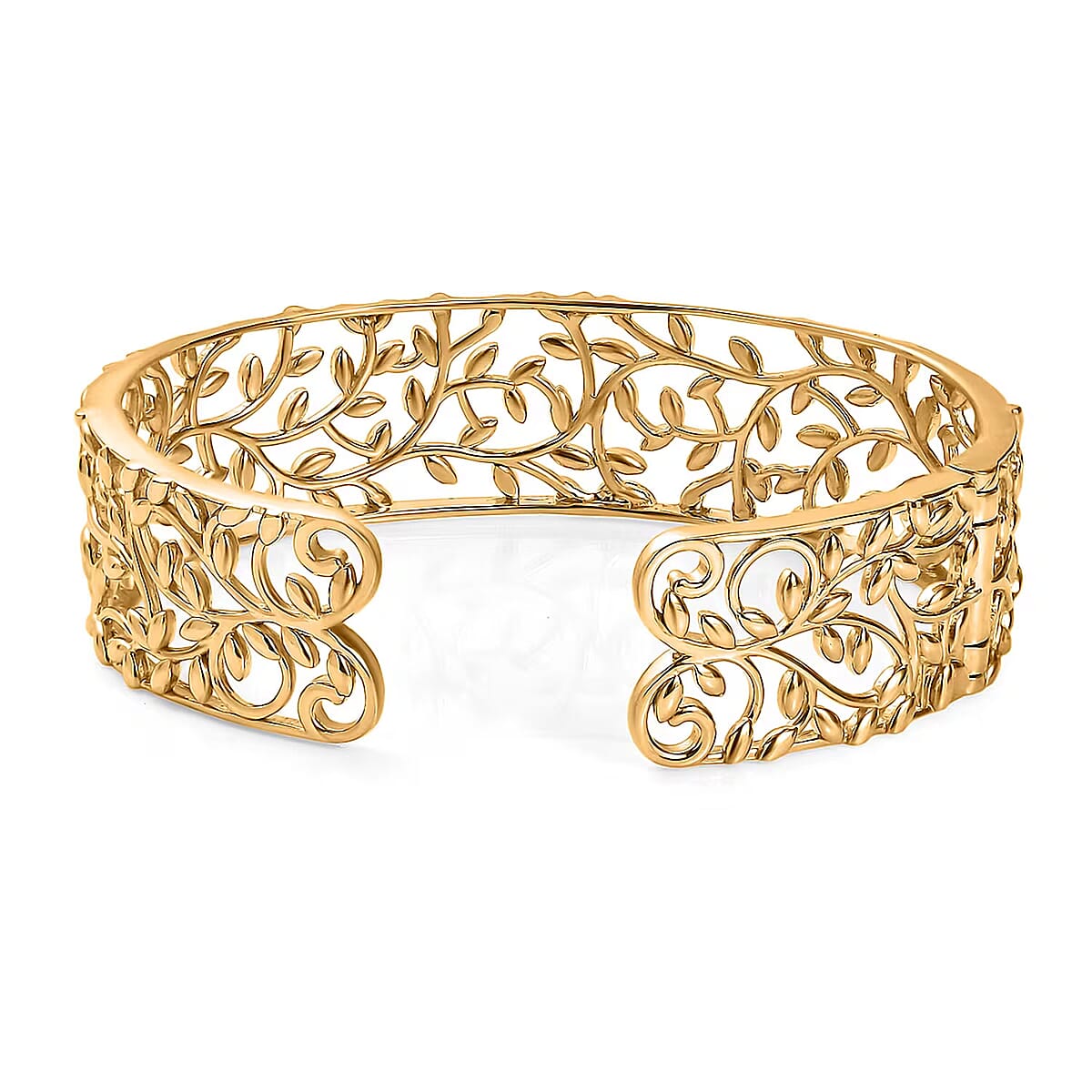 D'Joy Vine and Leaf Cuff Bracelet in 18K Vermeil Yellow Gold Over Sterling Silver (7.25 In) 34.50 Grams  image number 6