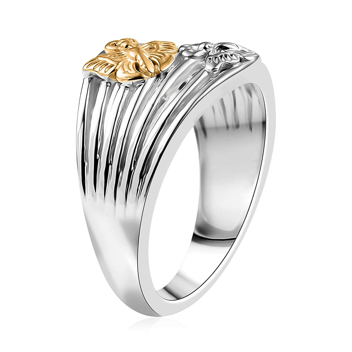 D'Joy Butterfly Ring in 18K Vermeil YRG and Rhodium Over Sterling Silver (Size 10.0) 5 Grams image number 3