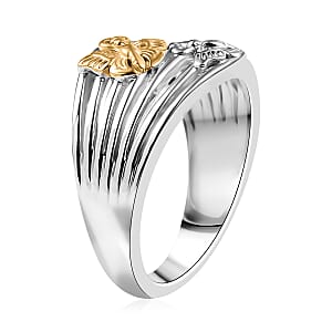 D'Joy Butterfly Ring in 18K Vermeil YRG and Rhodium Over Sterling Silver (Size 10.0) 5 Grams