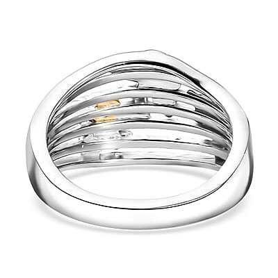 D'Joy Butterfly Ring in 18K Vermeil YRG and Rhodium Over Sterling Silver (Size 10.0) 5 Grams