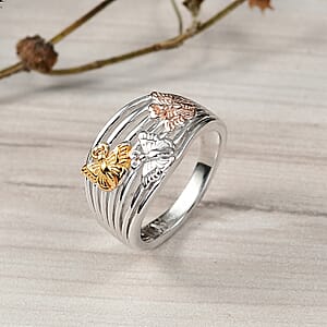 D'Joy Butterfly Ring in 18K Vermeil YRG and Rhodium Over Sterling Silver (Size 6.0) 5 Grams