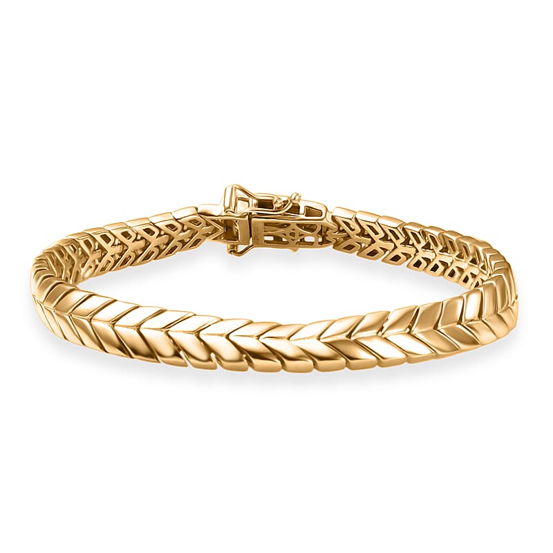 D'Joy Chevron Link Bracelet in 18K Vermeil Yellow Gold Over Sterling Silver (7.25 In) 19 Grams