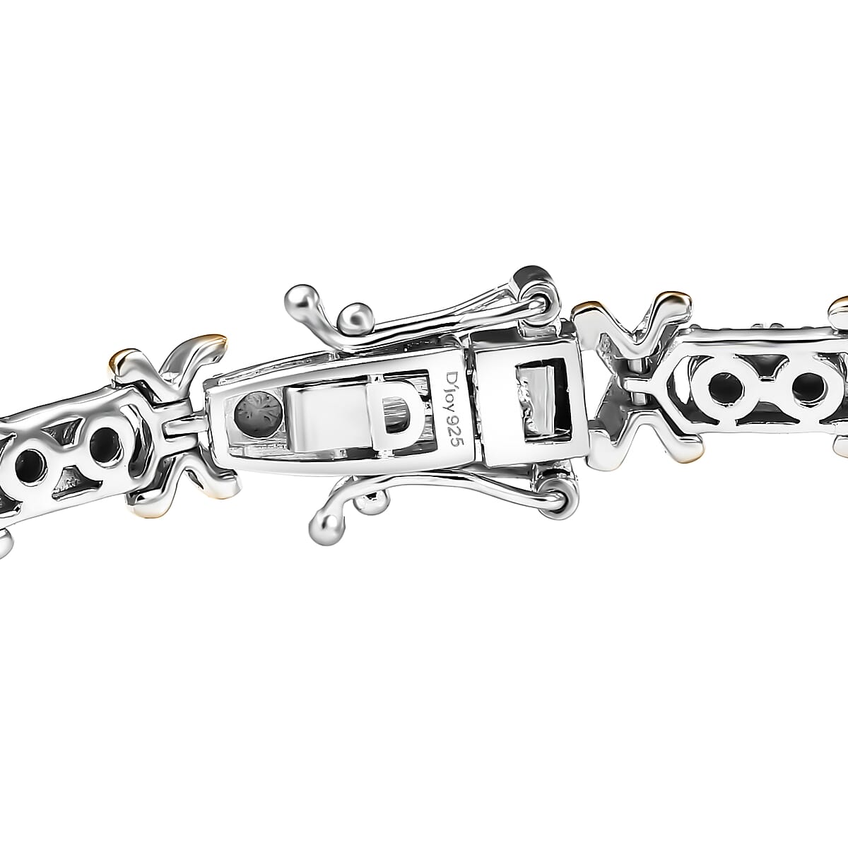 D'Joy 18K Vermeil YG and Rhodium Over Sterling Silver Two Tone XOXO Bracelet (6.50 In) 12.25 Grams image number 3