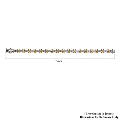 D'Joy 18K Vermeil YG and Rhodium Over Sterling Silver Two Tone XOXO Bracelet (6.50 In) 12.25 Grams