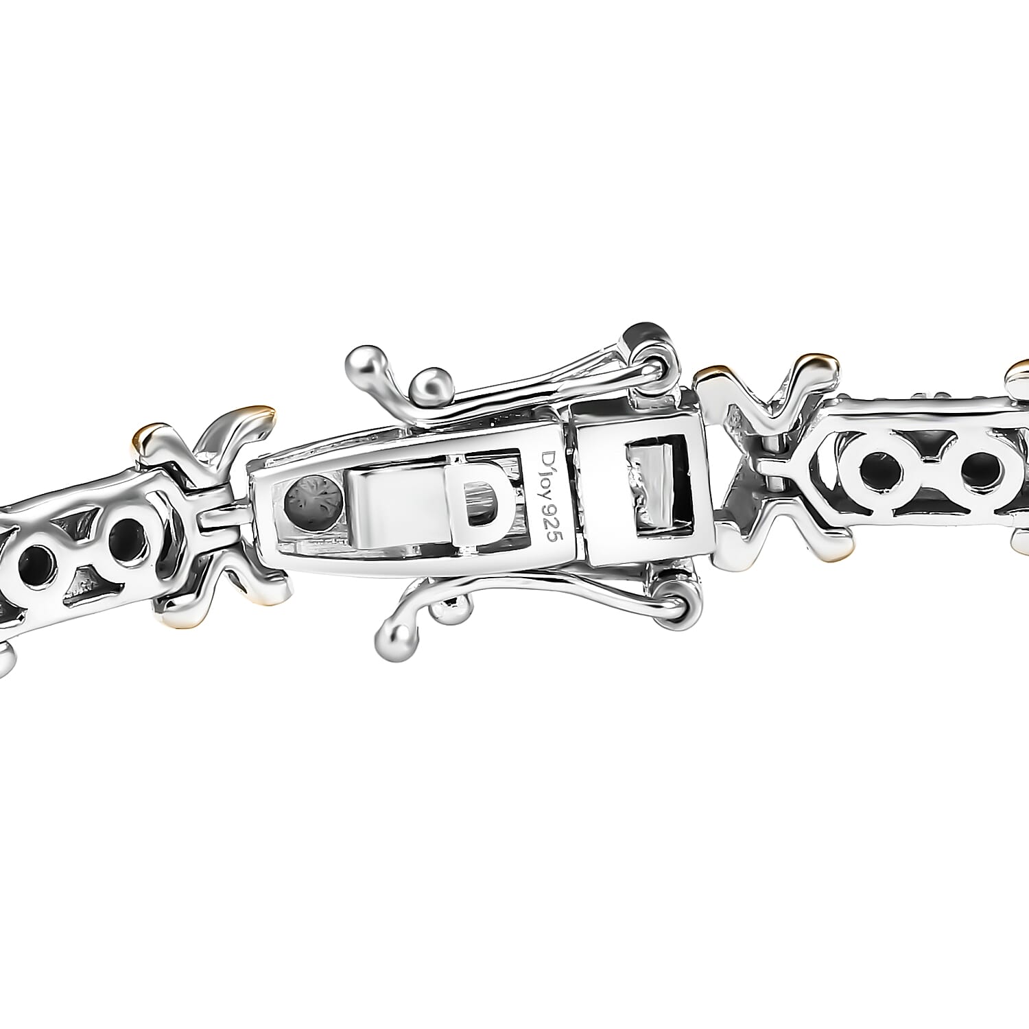 D'Joy 18K Vermeil YG and Rhodium Over Sterling Silver Two Tone XOXO Bracelet (7.25 In) 14.25 Grams