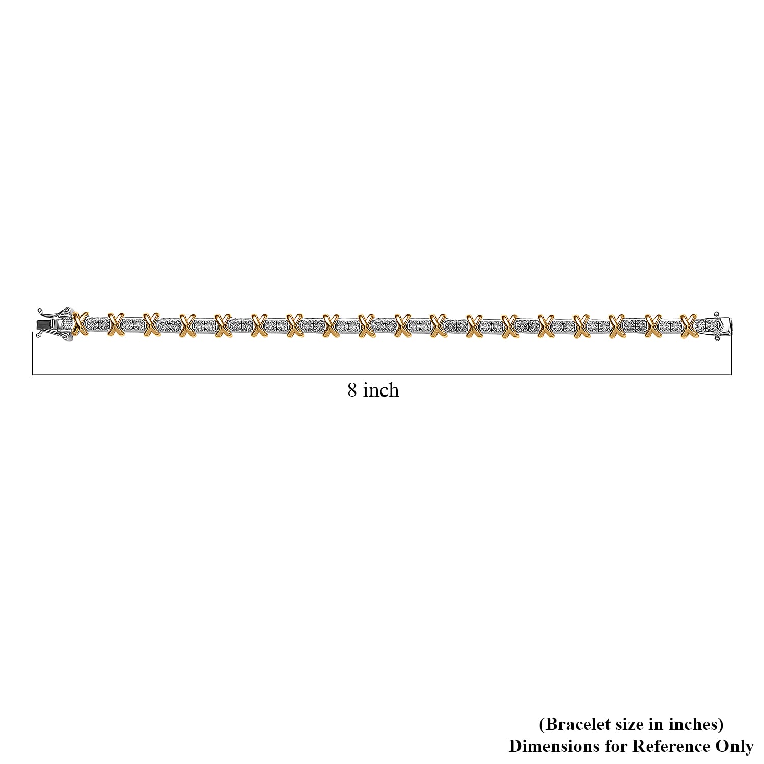 D'Joy 18K Vermeil YG and Rhodium Over Sterling Silver Two Tone XOXO Bracelet (7.25 In) 14.25 Grams