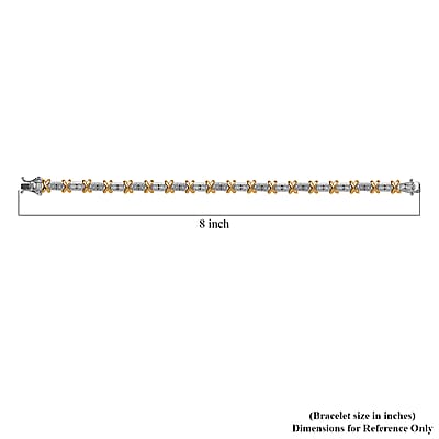 D'Joy 18K Vermeil YG and Rhodium Over Sterling Silver Two Tone XOXO Bracelet (7.25 In) 14.25 Grams