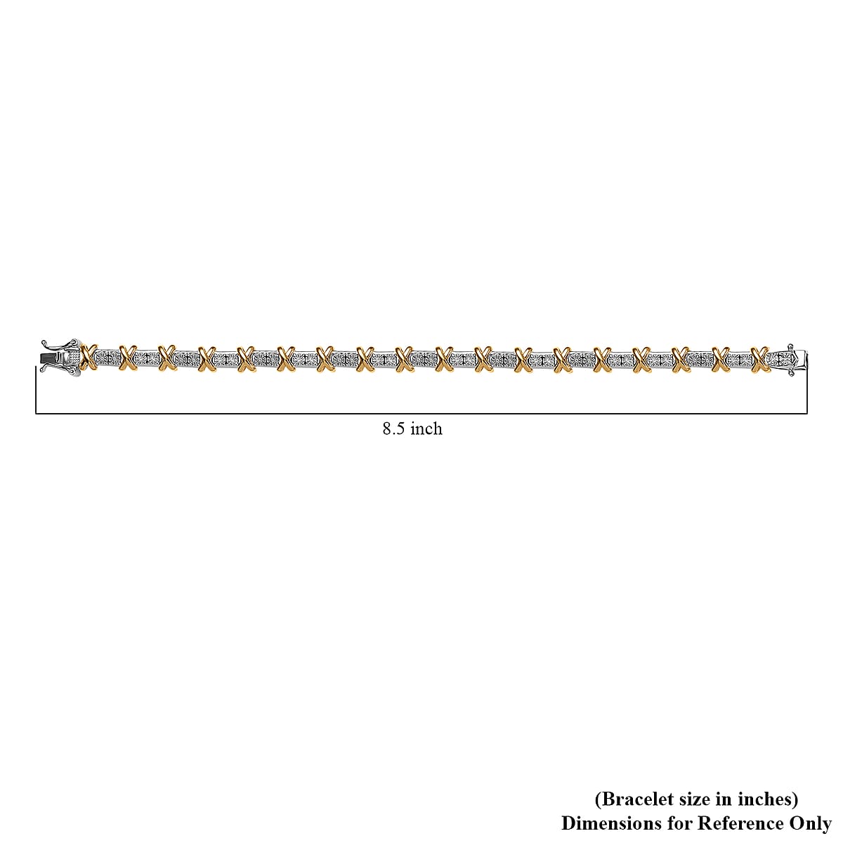 D'Joy XOXO Bracelet in 18K Vermeil YG and Rhodium Over Sterling Silver (8.00 In) 15.50 Grams image number 4