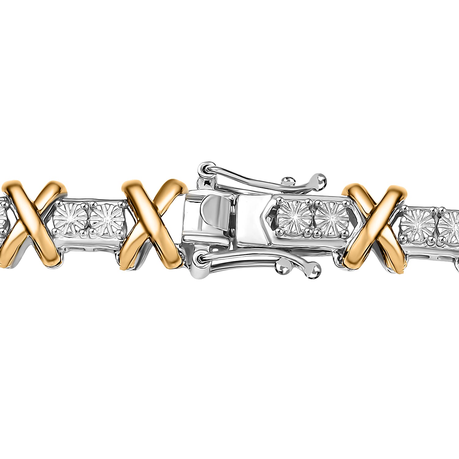 D'Joy 18K Vermeil YG and Rhodium Over Sterling Silver Two Tone XOXO Necklace 18 Inches 39.25 g