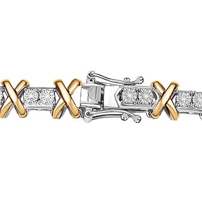 D'Joy 18K Vermeil YG and Rhodium Over Sterling Silver Two Tone XOXO Necklace 18 Inches 39.25 g