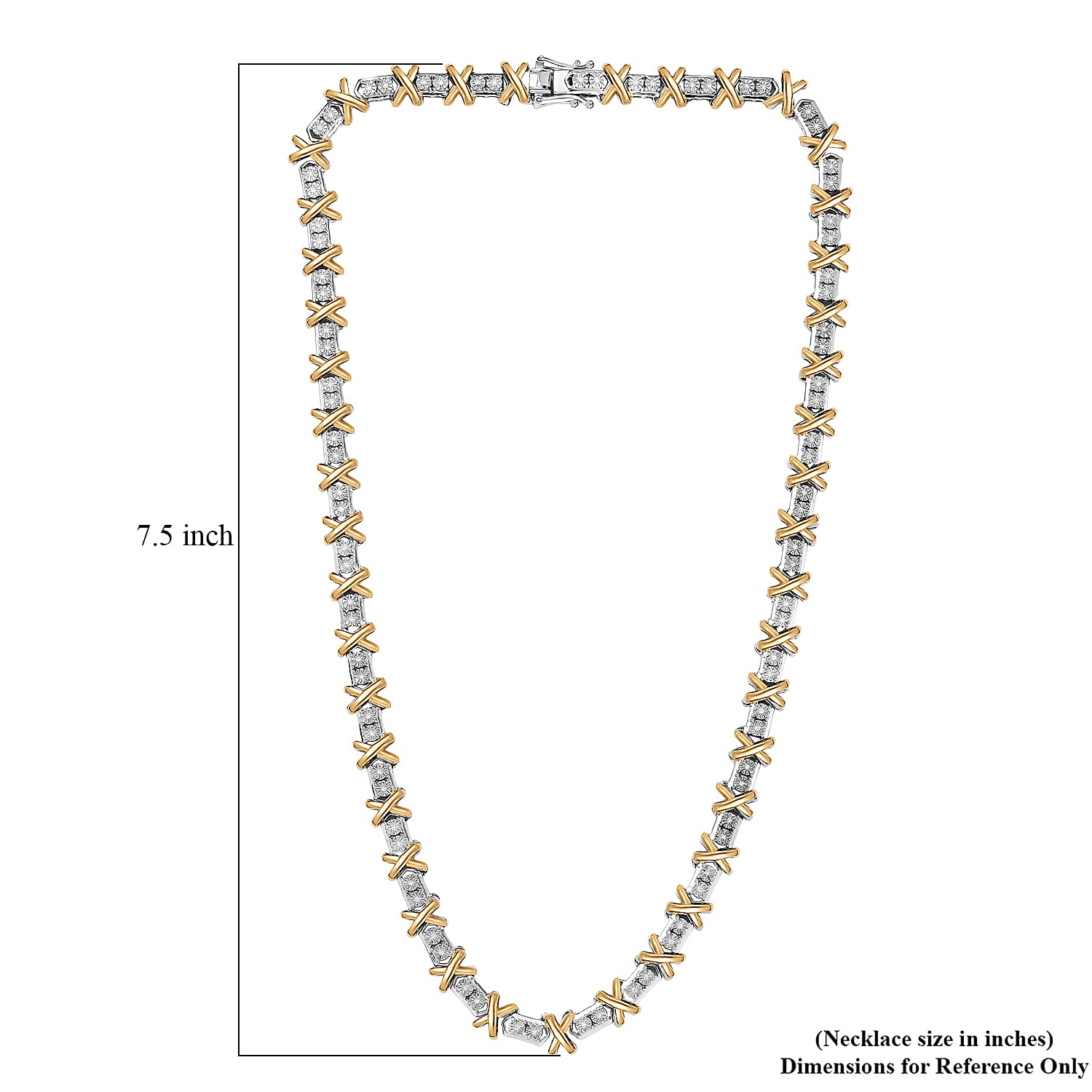 D'Joy 18K Vermeil YG and Rhodium Over Sterling Silver Two Tone XOXO Necklace 18 Inches 39.25 g