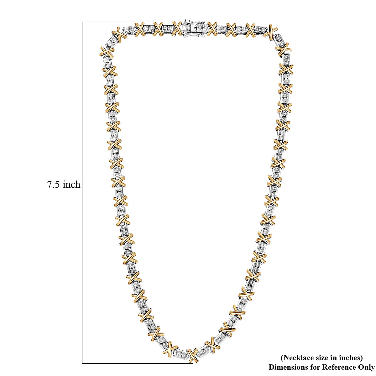 D'Joy 18K Vermeil YG and Rhodium Over Sterling Silver Two Tone XOXO Necklace 18 Inches 39.25 g image number 5