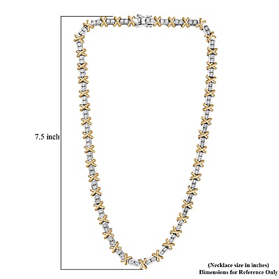 D'Joy 18K Vermeil YG and Rhodium Over Sterling Silver Two Tone XOXO Necklace 18 Inches 39.25 g