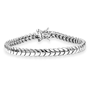 D'Joy Herringbone Linking Bracelet in Rhodium Over Sterling Silver (7.25 In) 14.70 Grams