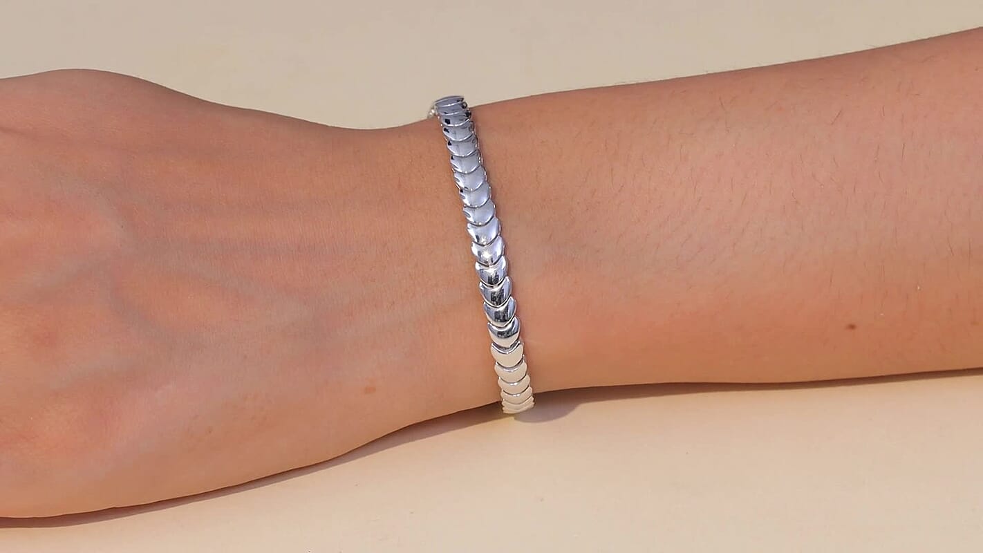 D'Joy Herringbone Linking Bracelet in Rhodium Over Sterling Silver (7.25 In) 14.70 Grams