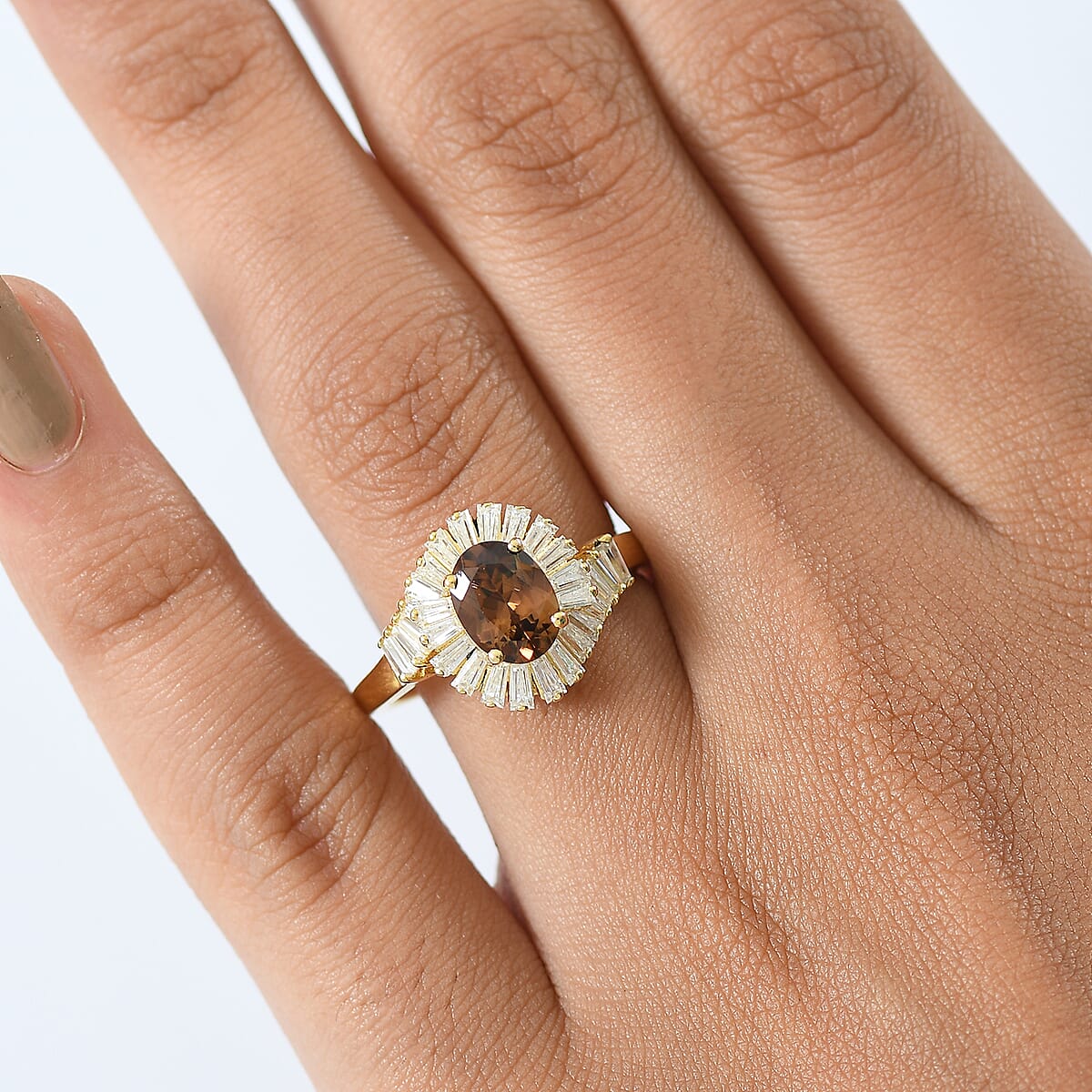 D'Joy Golden Turkizite and Moissanite 2.60 ctw Ring in 18K Vermeil Yellow Gold Over Sterling Silver (Size 6.0) image number 2