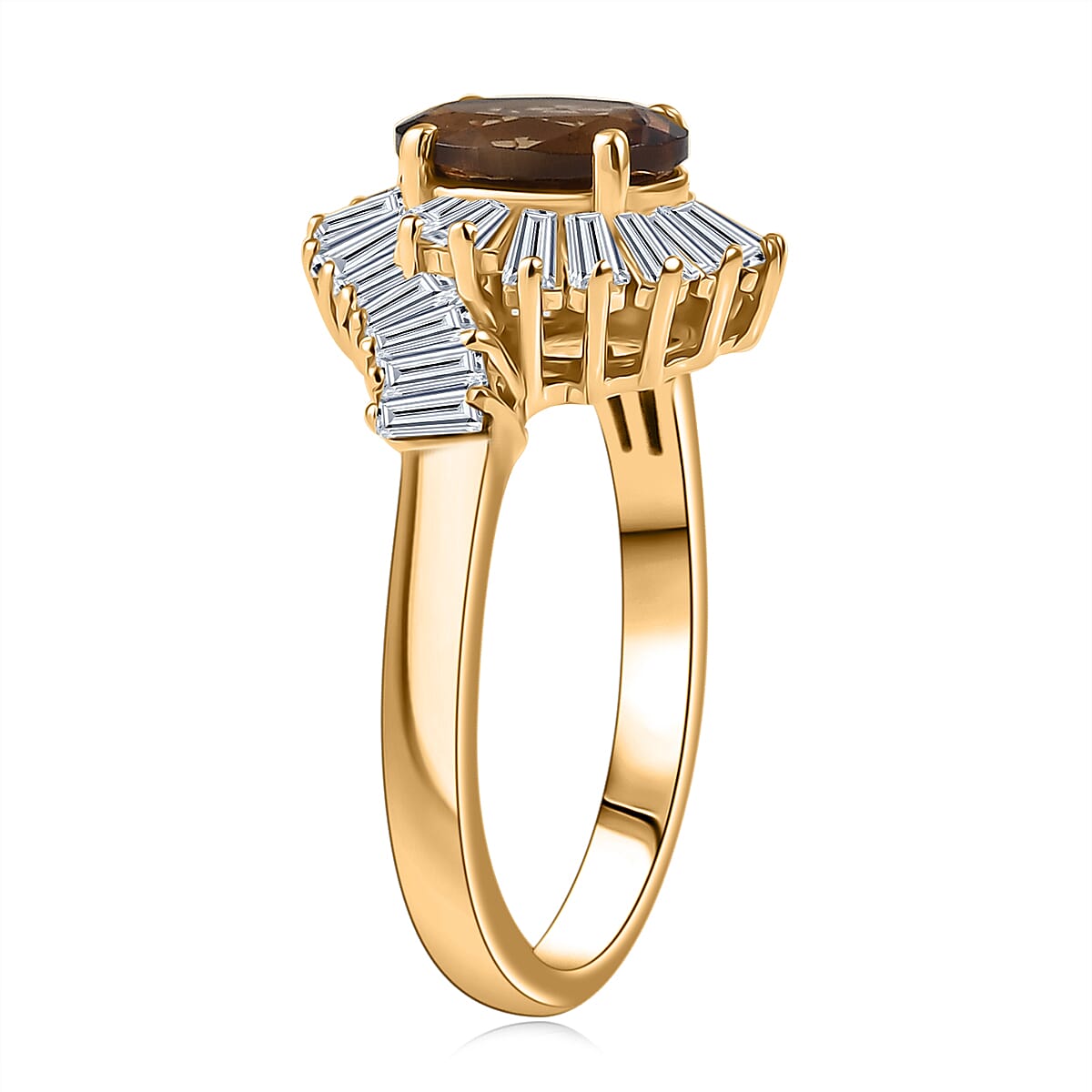 D'Joy Golden Turkizite and Moissanite 2.60 ctw Ring in 18K Vermeil Yellow Gold Over Sterling Silver (Size 6.0) image number 3