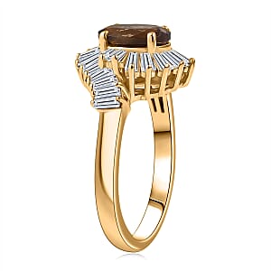 D'Joy Golden Turkizite, Moissanite Ring in 18K Vermeil YG Over Sterling Silver 2.60 ctw (Size 6.0)
