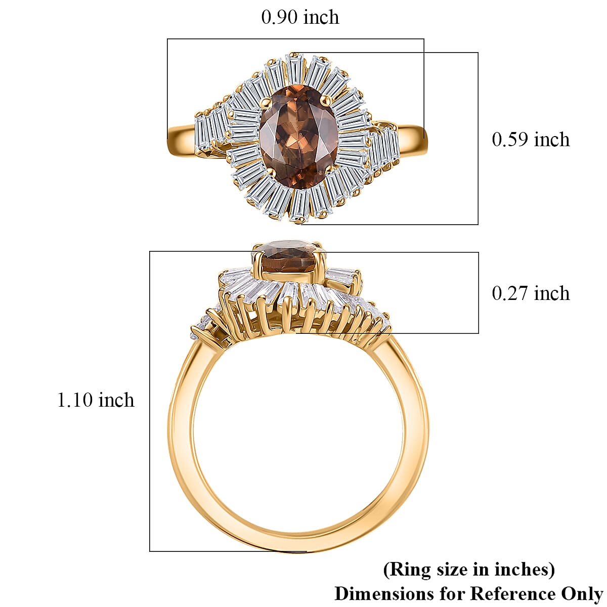 D'Joy Golden Turkizite and Moissanite 2.60 ctw Ring in 18K Vermeil Yellow Gold Over Sterling Silver (Size 6.0) image number 5