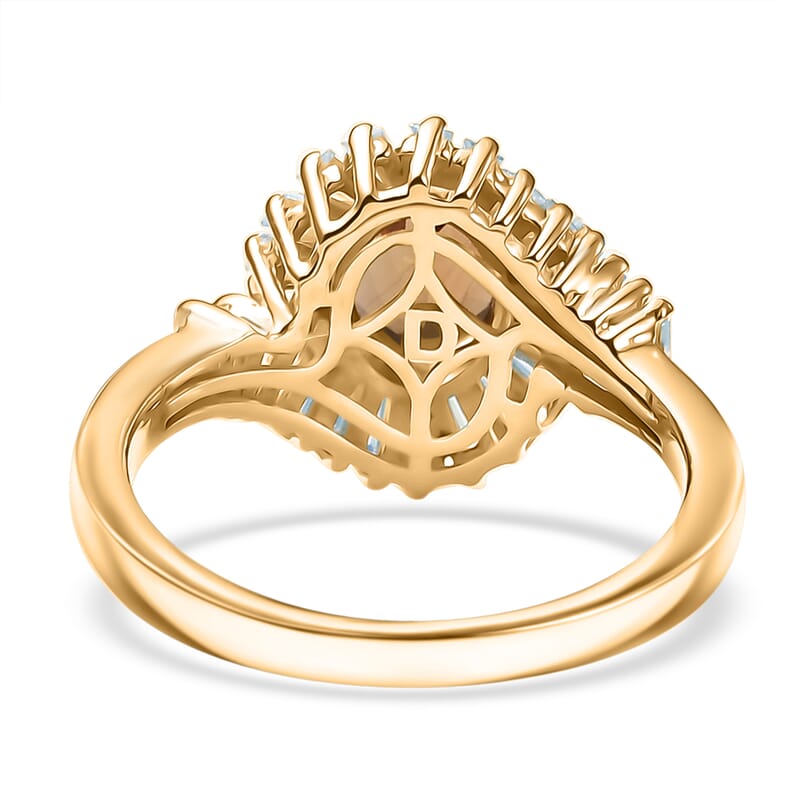 D'Joy Golden Turkizite, Moissanite Ring in 18K Vermeil YG Over Sterling Silver (Size 7.0) 2.60 ctw