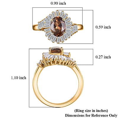 D'Joy Golden Turkizite, Moissanite Ring in 18K Vermeil YG Over Sterling Silver 2.60 ctw (Size 8.0)