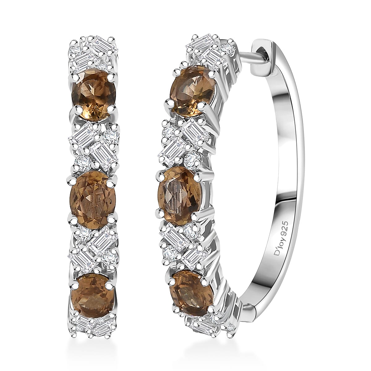 D'Joy Golden Turkizite and Moissanite 3.30 ctw Earrings in Rhodium Over Sterling Silver image number 0