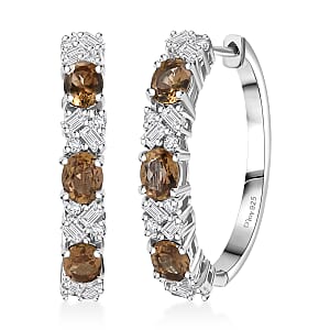 D'Joy Golden Turkizite and Moissanite 3.30 ctw Earrings in Rhodium Over Sterling Silver