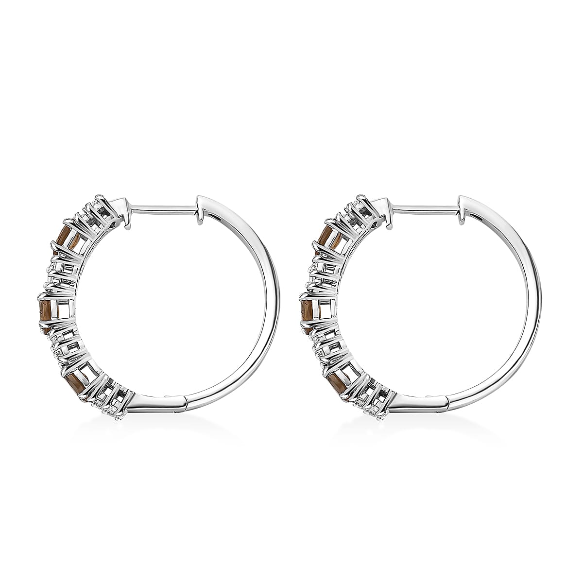 D'Joy Golden Turkizite and Moissanite 3.30 ctw Earrings in Rhodium Over Sterling Silver image number 3