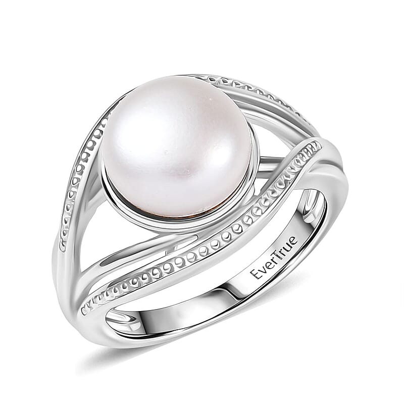 EverTrue Freshwater Pearl Ring in Platinum Bond (Size 8.0)