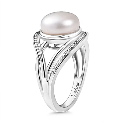EverTrue Freshwater Pearl Ring in Platinum Bond (Size 8.0)
