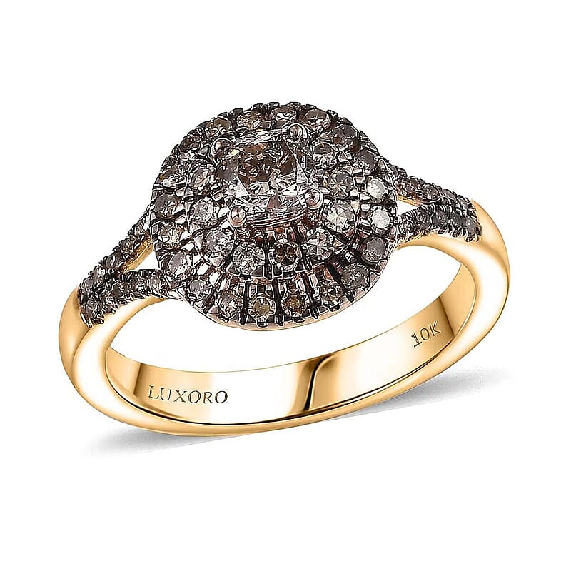Luxoro  Natural Champagne Diamond (I2) Ring in 10K Rose Gold 1.00 ctw (Size 10.0)