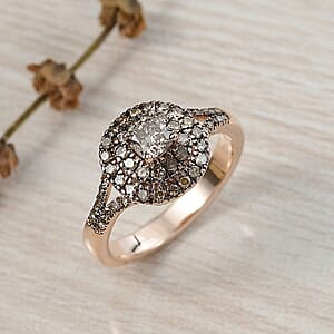 Luxoro  Natural Champagne Diamond (I2) Ring in 10K Rose Gold 1.00 ctw (Size 10.0)