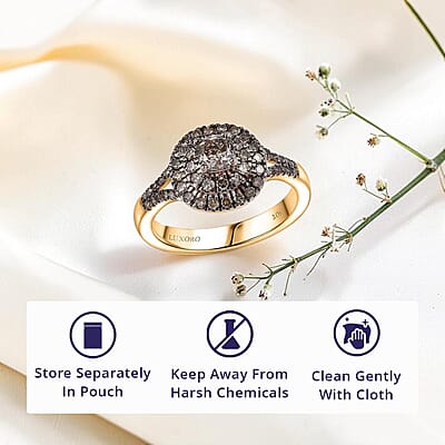 Luxoro  Natural Champagne Diamond (I2) Ring in 10K Rose Gold 1.00 ctw (Size 10.0)