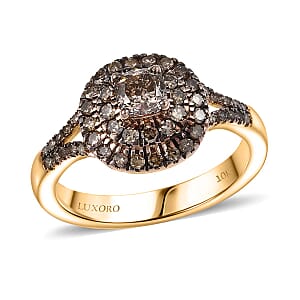 Luxoro  Natural Champagne Diamond (I2) Ring in 10K Rose Gold 1.00 ctw (Size 6.0)