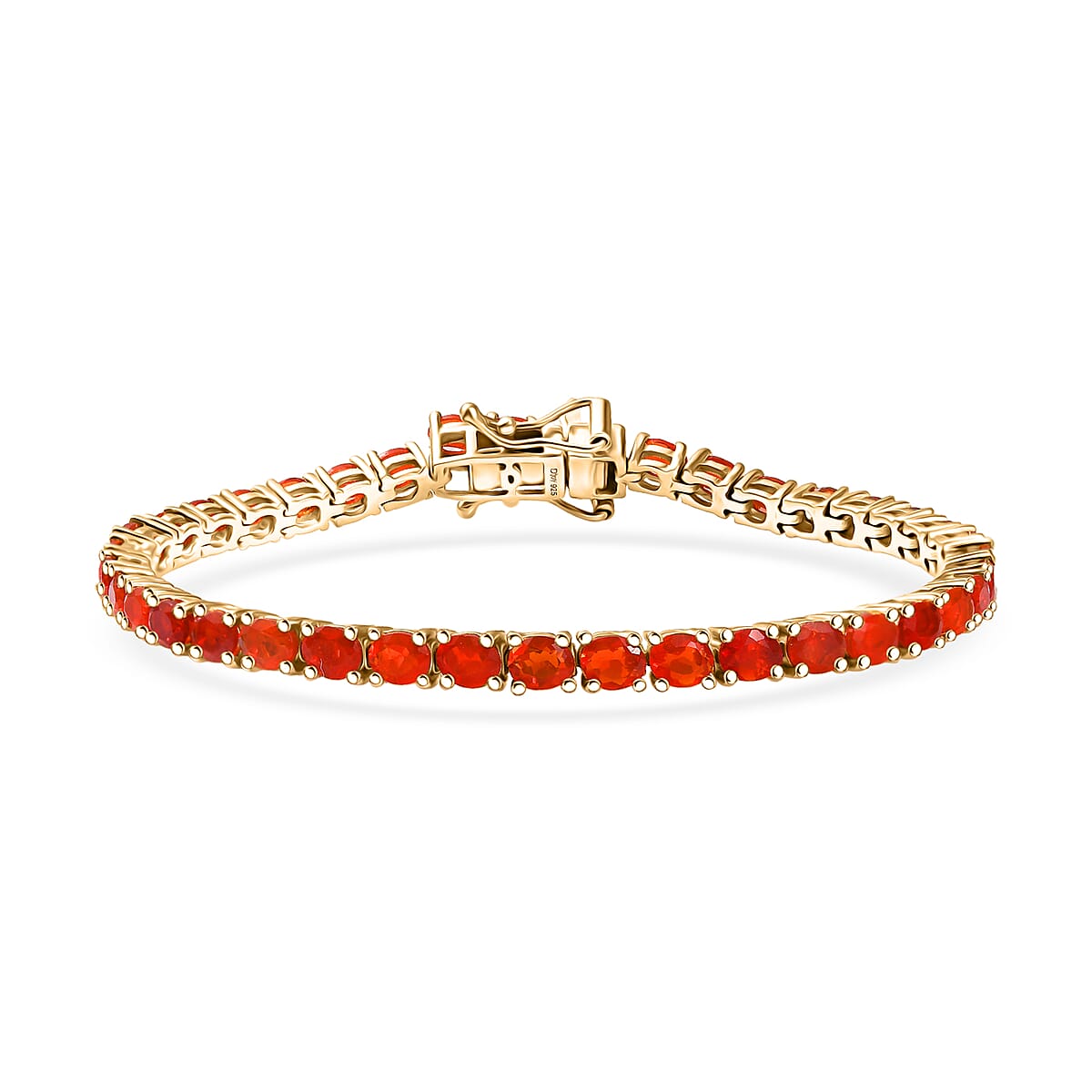 D'Joy Mexican Cherry Fire Opal 3.30 ctw Bracelet in 18K Vermeil Yellow Gold Over Sterling Silver (7.25 In) image number 0