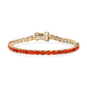 D'Joy Mexican Cherry Fire Opal 3.30 ctw Bracelet in 18K Vermeil Yellow Gold Over Sterling Silver (7.25 In)